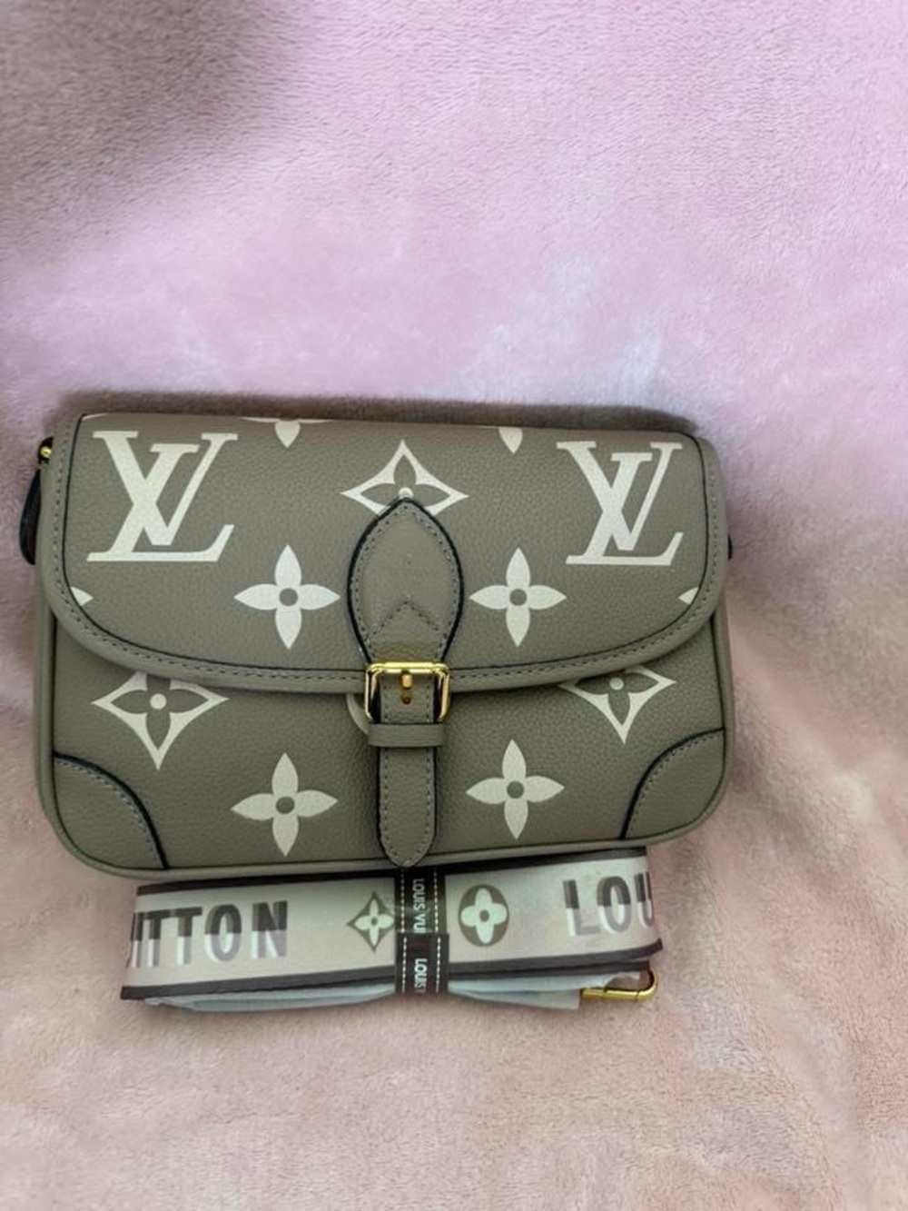 Inspired Grey Monogram Shoulder Bag
